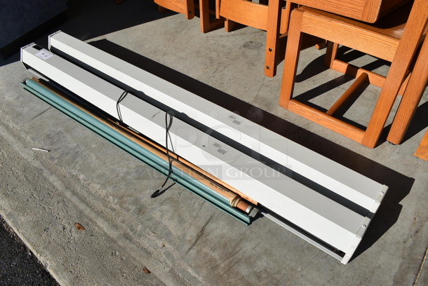 3 Various Items; 2 Metal Pull Down Projector Screens and 1 Cradles of World Civilization. Includes 55", 73". 3 Times Your Bid! (HS: Garage 6) - Image 1 of 7
