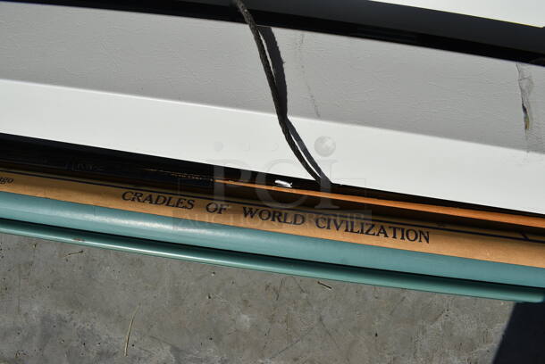 3 Various Items; 2 Metal Pull Down Projector Screens and 1 Cradles of World Civilization. Includes 55", 73". 3 Times Your Bid! (HS: Garage 6) - Image 5 of 7