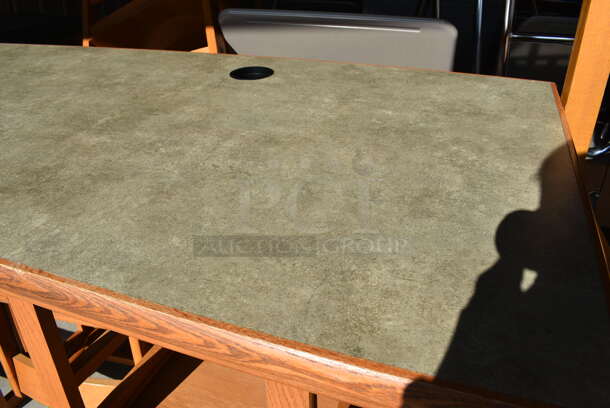 Wooden Library Table w/ Green Countertop. 90x30x38.5. (HS: Garage 6) - Image 3 of 4