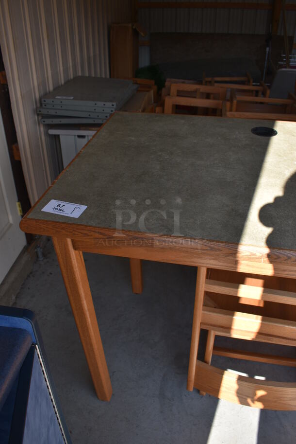 Wooden Library Table w/ Green Countertop. 90x30x38.5. (HS: Garage 6) - Image 4 of 4