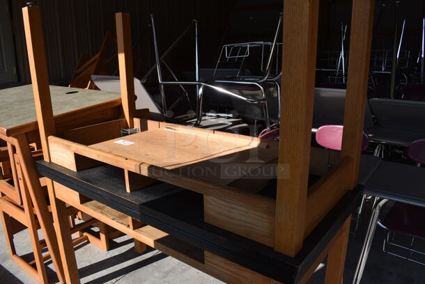 2 Wooden Tables w/ Black Countertop. 54x24x30. 2 Times Your Bid! (HS: Garage 6) - Image 3 of 4