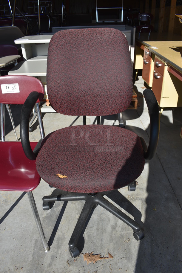 ALL ONE MONEY! Lot of 2 Chairs; Maroon Office Chair on Casters and Maroon Metal Chair. 24x24x43, 16x17x33. (HS: Garage 6) - Image 2 of 4