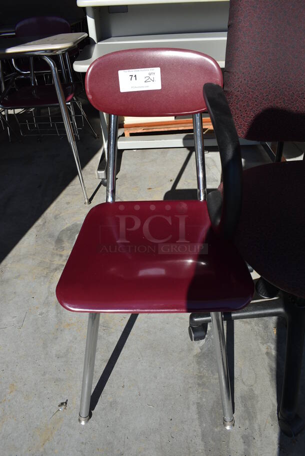 ALL ONE MONEY! Lot of 2 Chairs; Maroon Office Chair on Casters and Maroon Metal Chair. 24x24x43, 16x17x33. (HS: Garage 6) - Image 3 of 4