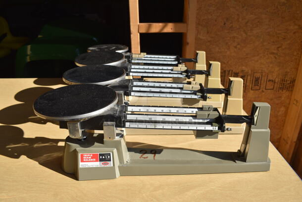 4 Ohaus 2610 Gram Capacity Metal Countertop Triple Balance Beam Scales. 18x6x6.5. 4 Times Your Bid!