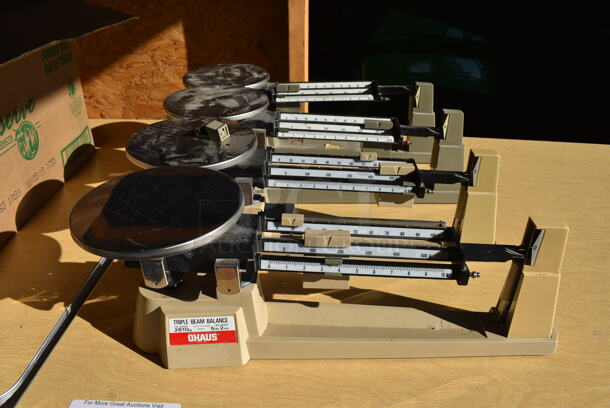4 Ohaus 2610 Gram Capacity Metal Countertop Triple Balance Beam Scales. 18x6x6.5. 4 Times Your Bid! - Image 1 of 6
