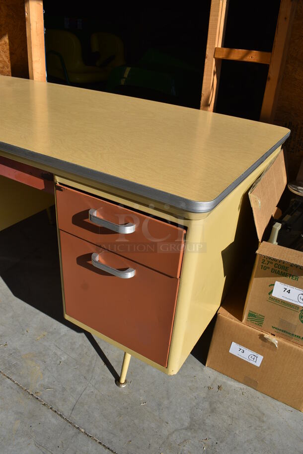 2 Wood Pattern and Metal Desks. 60x30x29. 2 Times Your Bid! (HS: Garage 6) - Image 2 of 6