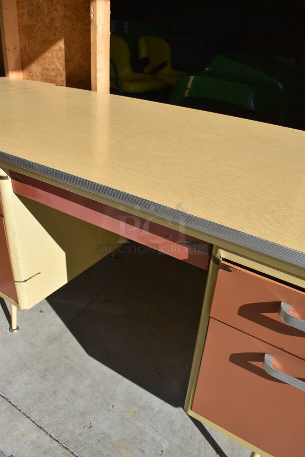 2 Wood Pattern and Metal Desks. 60x30x29. 2 Times Your Bid! (HS: Garage 6) - Image 3 of 6