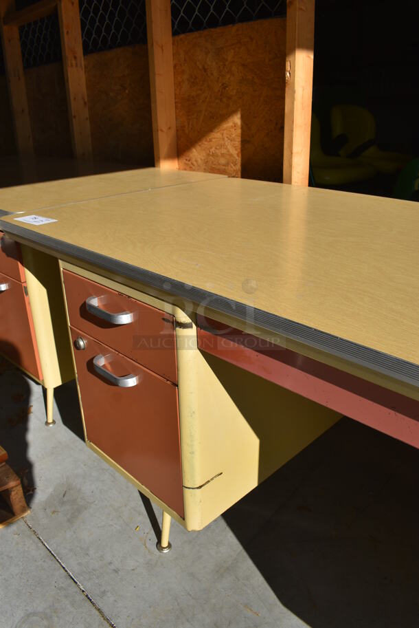 2 Wood Pattern and Metal Desks. 60x30x29. 2 Times Your Bid! (HS: Garage 6) - Image 4 of 6