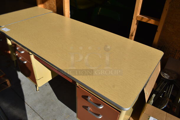 2 Wood Pattern and Metal Desks. 60x30x29. 2 Times Your Bid! (HS: Garage 6) - Image 6 of 6