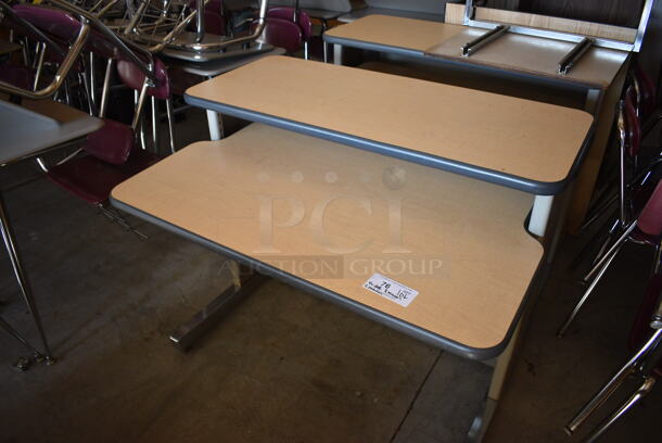 ALL ONE MONEY! Lot of 4 Various Desks, 8 Maroon Metal Chairs, 2 Podiums. BUYER MUST REMOVE. (HS: Garage 6) - Image 4 of 7