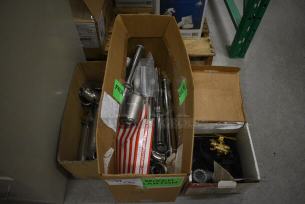 ALL ONE MONEY! Lot of 2 Boxes of Various Plumbing Items Including Pipes. (HS: Backroom)