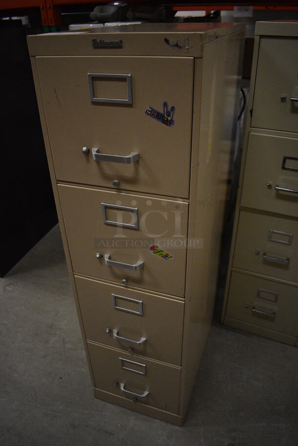 Goldencrest Tan Metal 4 Drawer Filing Cabinet. 15x28.5x52.5. (HS: Backroom) - Image 2 of 8