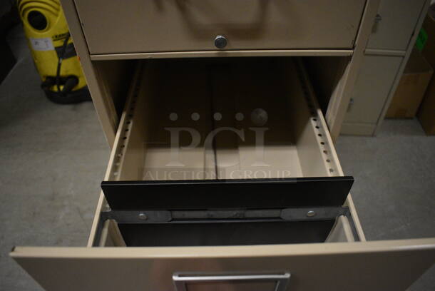 Goldencrest Tan Metal 4 Drawer Filing Cabinet. 15x28.5x52.5. (HS: Backroom) - Image 5 of 8