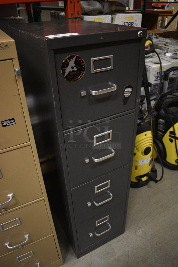 Hon Gray Metal 4 Drawer Filing Cabinet. 15x26.5x52.5. (HS: Backroom) - Image 2 of 7
