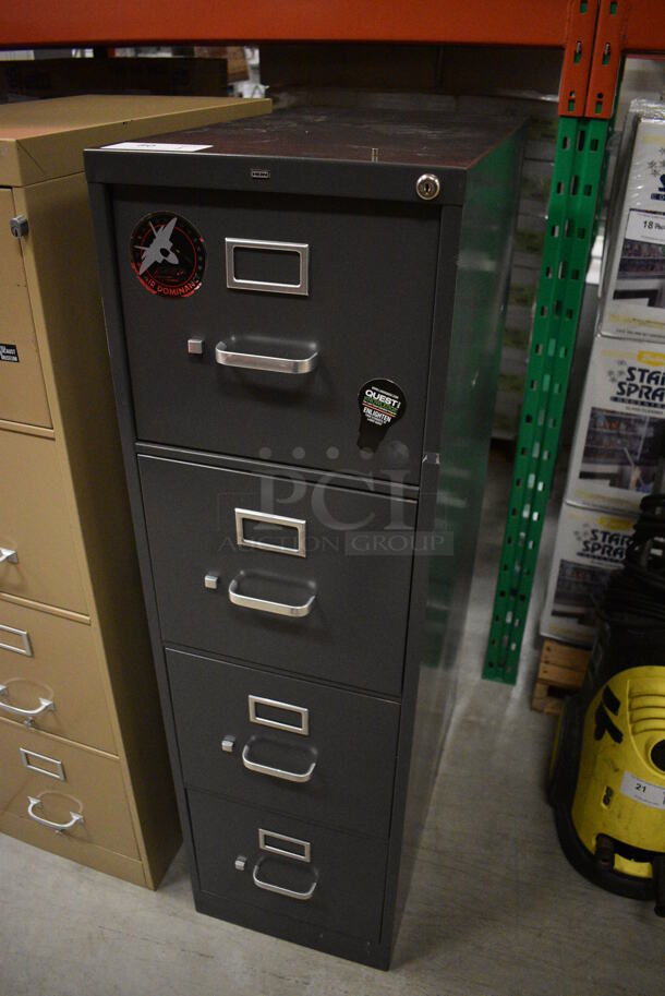 Hon Gray Metal 4 Drawer Filing Cabinet. 15x26.5x52.5. (HS: Backroom) - Image 3 of 7