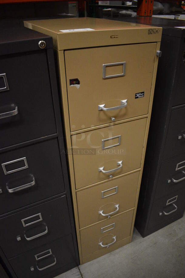 Tan Metal 4 Drawer Filing Cabinet. 15x26.5x52.5. (HS: Backroom) - Image 2 of 7