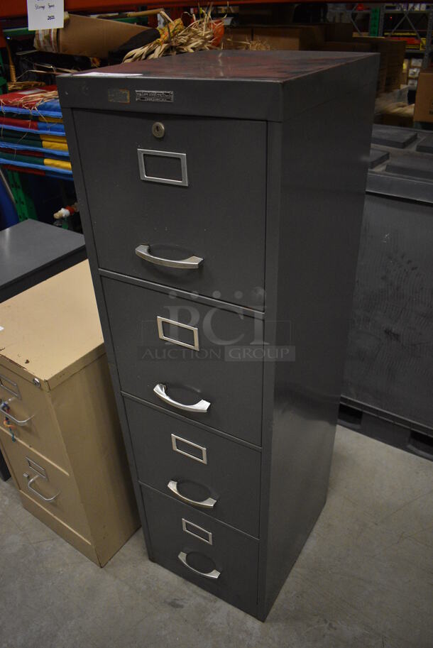 Modern Steelcraft Gray Metal 4 Drawer Filing Cabinet. 15x26.5x52.5. (HS: Backroom) - Image 2 of 8