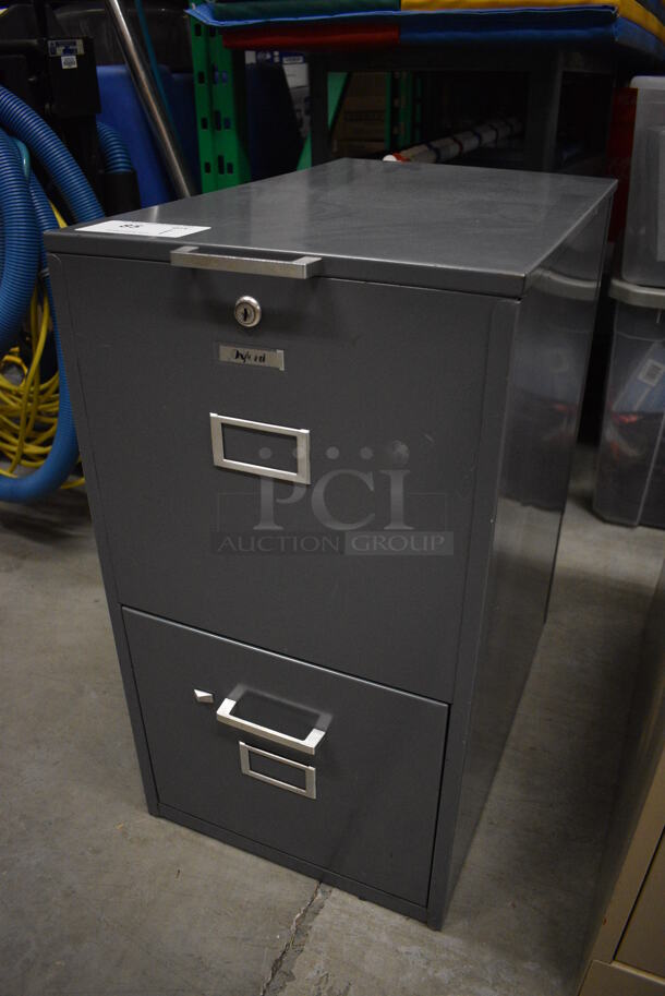 Gray Metal 2 Drawer Filing Cabinet. 15.5x24.5x28. (HS: Backroom) - Image 2 of 6