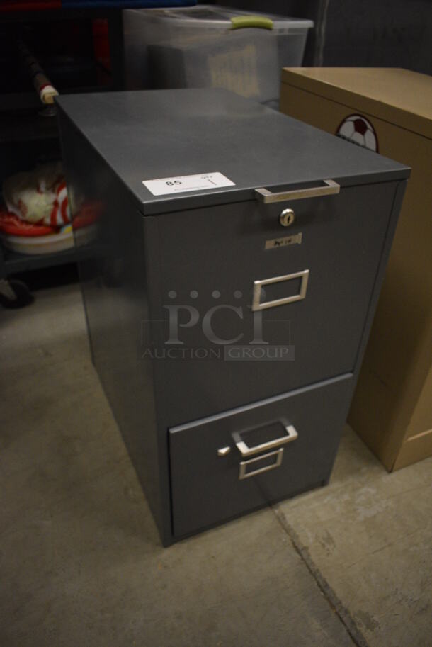 Gray Metal 2 Drawer Filing Cabinet. 15.5x24.5x28. (HS: Backroom) - Image 6 of 6