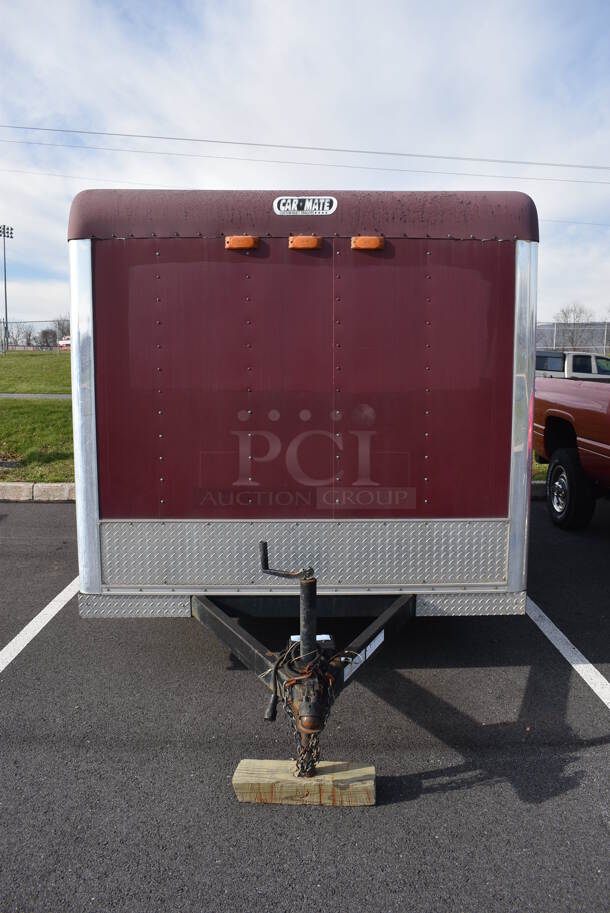 Car Mate Enclosed Trailer w/ Bottom Hinge Back Door / Ramp and Side Door. VIN 5A3C714S94L006840. Unit Is Not Licensed or Inspected; It Has Been Used as Storage for the Past Five Years. Title In Hand. 7'x14'x8'. See Lot 4 For Additional Pictures - Image 2 of 12