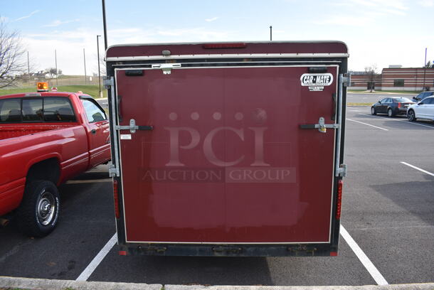 Car Mate Enclosed Trailer w/ Bottom Hinge Back Door / Ramp and Side Door. VIN 5A3C714S94L006840. Unit Is Not Licensed or Inspected; It Has Been Used as Storage for the Past Five Years. Title In Hand. 7'x14'x8'. See Lot 4 For Additional Pictures - Image 10 of 12