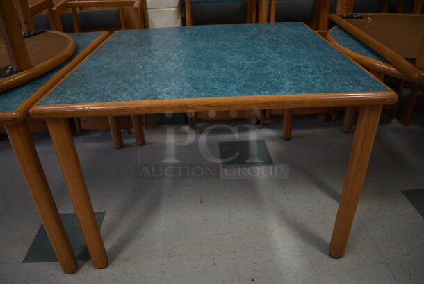 3 Wooden Library Table w/ Blue Tabletop. 42x42x29.5. 3 Times Your Bid! (MS: 115 Classroom) - Image 5 of 5
