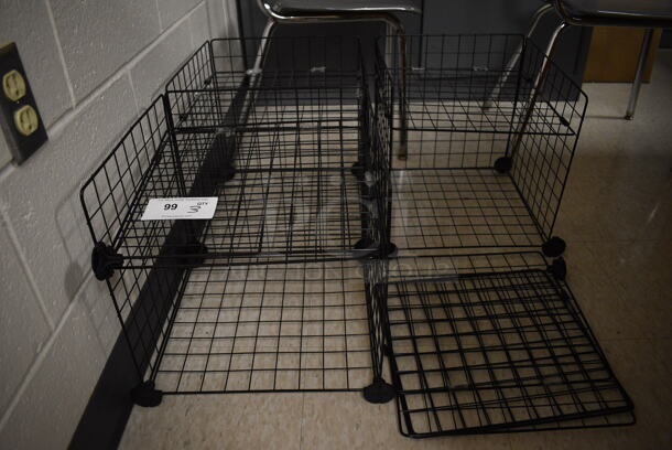 ALL ONE MONEY! Lot of 3 Black Metal Wire Racks. 14.5x14.5x14.5. (MS: Downstairs 005)