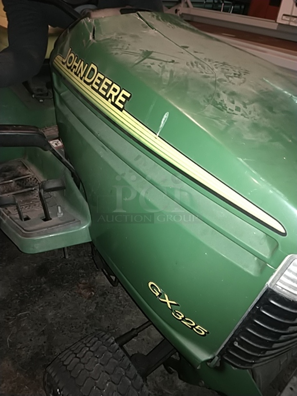 John Deere JD GX 325 M0G325B110106 Metal Commercial 18 HP V Twin Riding Lawn Mower. Hours Read 1218. BUYER MUST REMOVE. (High School Garage 5) - Image 5 of 6