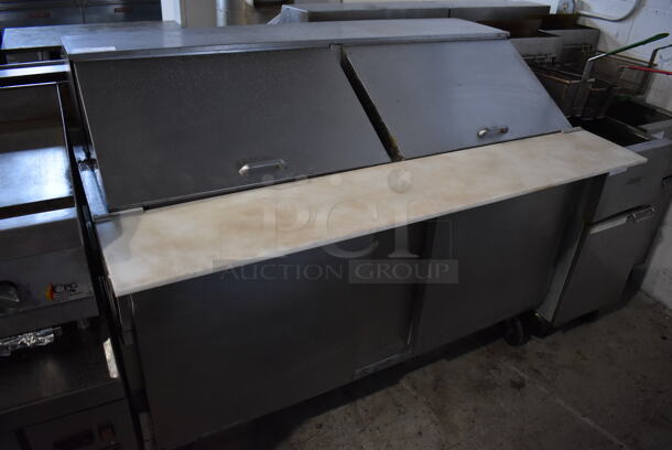Beverage Air SP60-24M Stainless Steel Commercial Sandwich Salad Prep Table Bain Marie Mega Top on Commercial Casters. 115 Volts, 1 Phase. 60x37x47. Tested and Powers On But Does Not Get Cold - Image 1 of 8