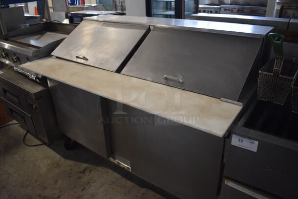 Beverage Air SP60-24M Stainless Steel Commercial Sandwich Salad Prep Table Bain Marie Mega Top on Commercial Casters. 115 Volts, 1 Phase. 60x37x47. Tested and Powers On But Does Not Get Cold - Image 2 of 8