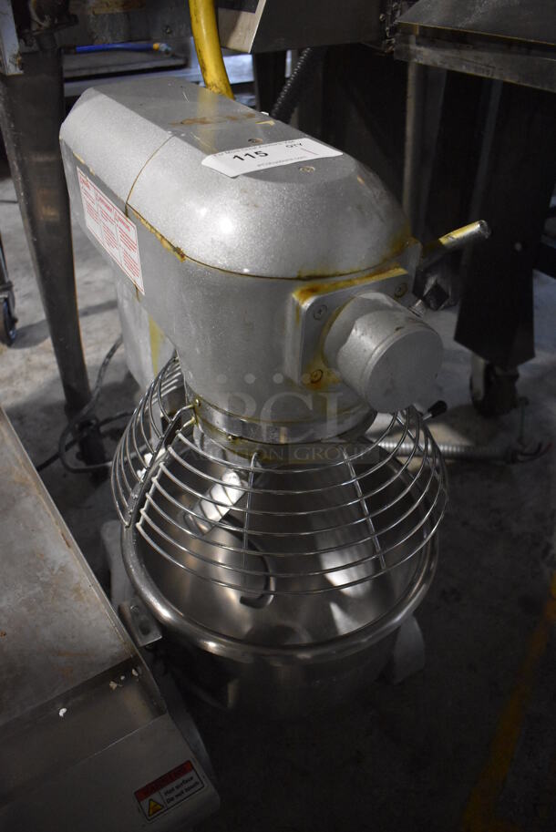 2010 Omcan SP200A Metal Commercial 20 Quart Planetary Dough Mixer w/ Stainless Steel Mixing Bowl, Bowl Guard and Dough Hook Attachment. 115 Volts, 1 Phase. 15x22x31. Tested and Does Not Power On - Image 5 of 6