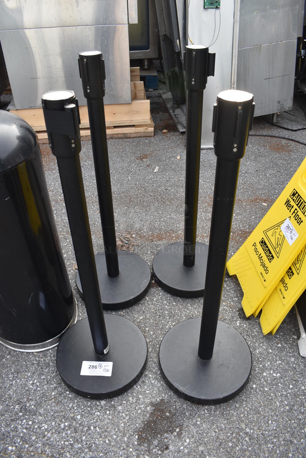 4 Update Black Metal Stanchions. 12x12x37. 4 Times Your Bid!