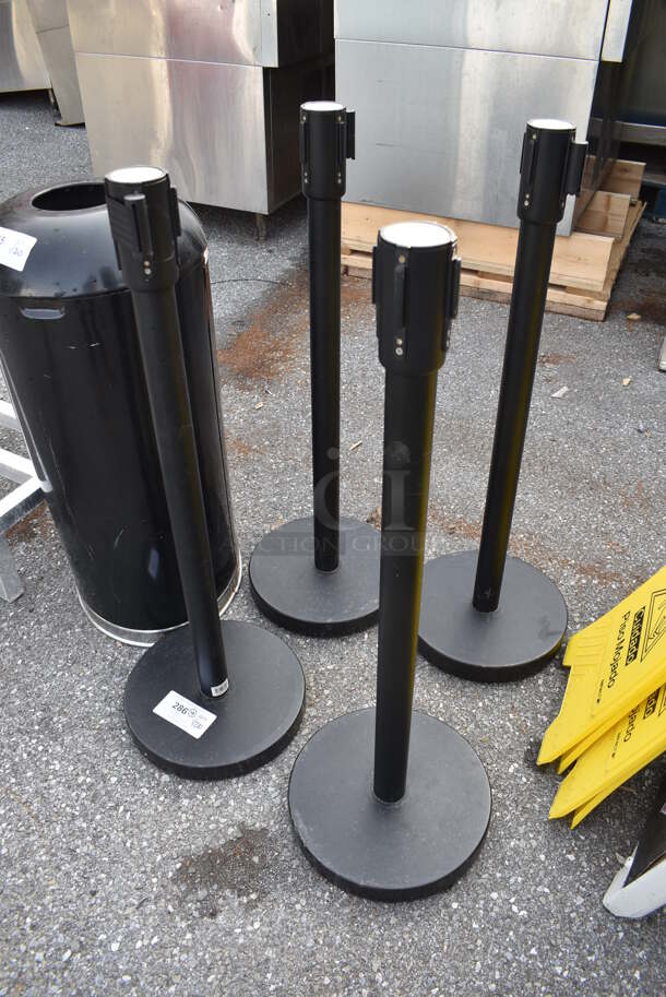 4 Update Black Metal Stanchions. 12x12x37. 4 Times Your Bid! - Image 2 of 4