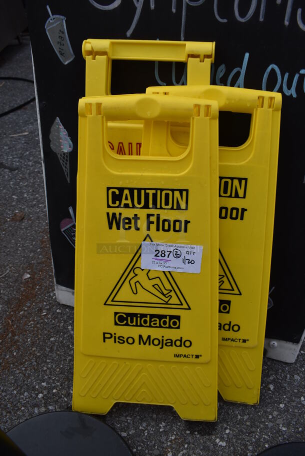3 Various Yellow Poly Wet Floor Caution Signs. Includes 12x1x35. 3 Times Your Bid!