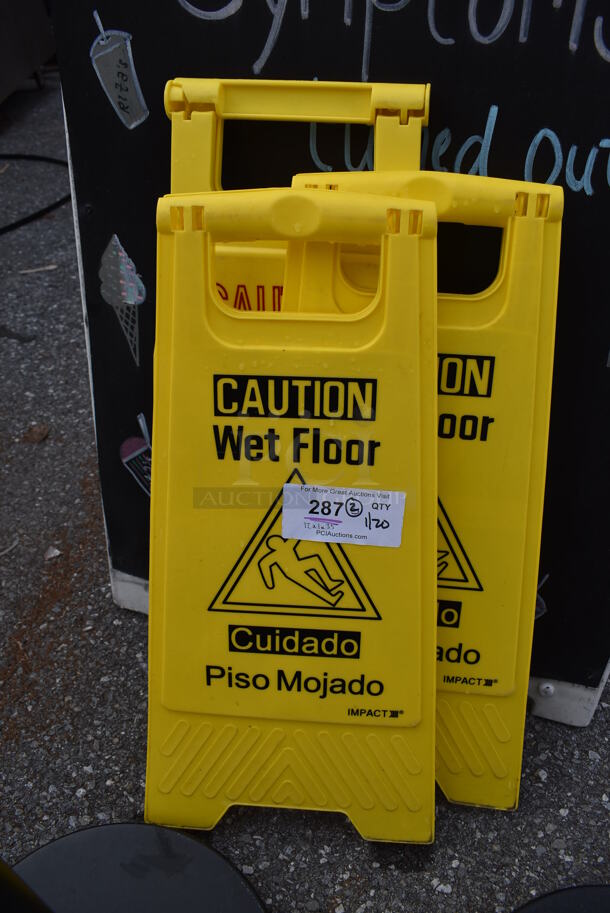 3 Various Yellow Poly Wet Floor Caution Signs. Includes 12x1x35. 3 Times Your Bid! - Image 1 of 3