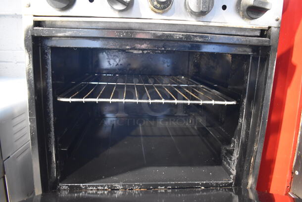 Tri-Star Stainless Steel Commercial Natural Gas Powered 4 Burner Range w/ Oven, Over Shelf and Back Splash on Commercial Casters. 24x32x58 - Image 5 of 5