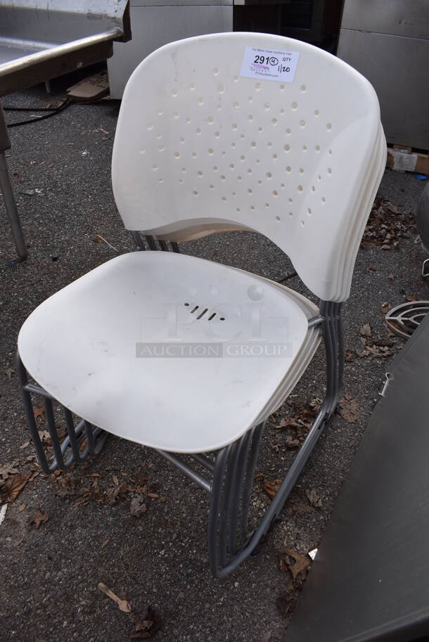 4 White Poly Dining Chairs on Metal Legs. 18x22x34. 4 Times Your Bid! - Image 2 of 3