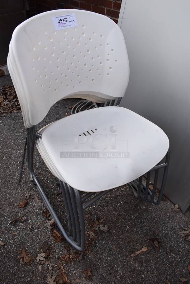 4 White Poly Dining Chairs on Metal Legs. 18x22x34. 4 Times Your Bid! - Image 3 of 3