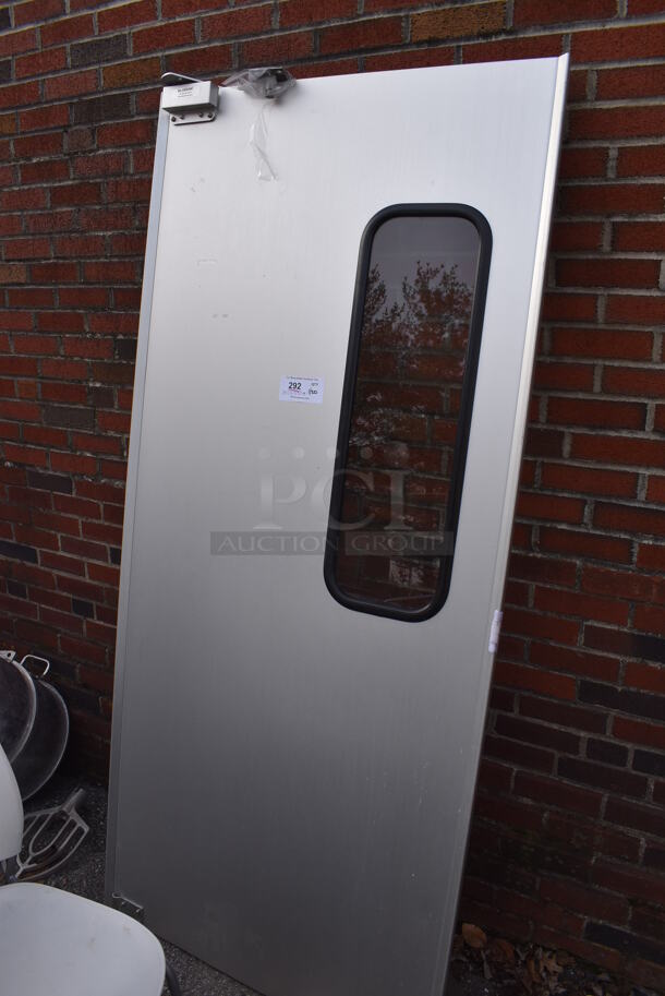Eliason Metal Swinging Kitchen Door. 35.5x4x79 - Image 1 of 5