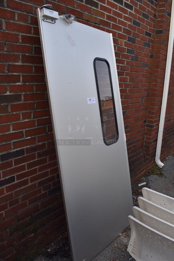 Eliason Metal Swinging Kitchen Door. 35.5x4x79 - Image 4 of 5