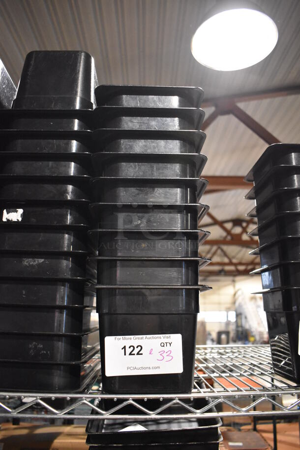 ALL ONE MONEY! Lot of 24 Cambro Black Poly 1/3 Size Drop In Bins. 1/3x6 - Image 1 of 3