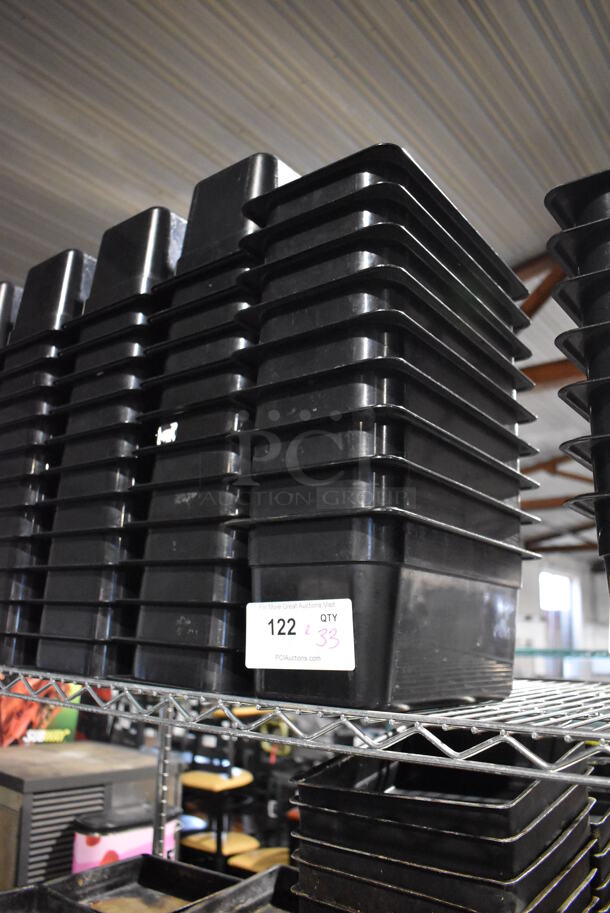 ALL ONE MONEY! Lot of 24 Cambro Black Poly 1/3 Size Drop In Bins. 1/3x6 - Image 2 of 3