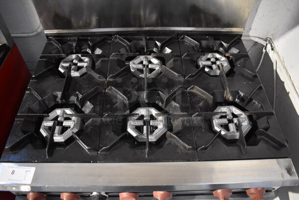 Dynamic Cooking Systems DCS Stainless Steel Commercial Natural Gas Powered 6 Burner Range w/ Oven, Over Shelf and Back Splash. 36x31x58 - Image 2 of 5