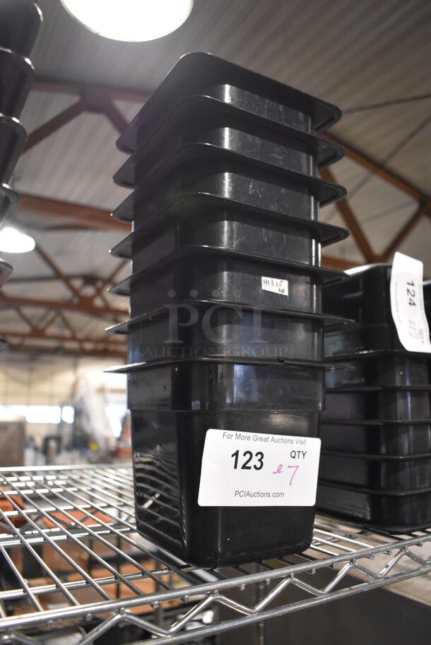ALL ONE MONEY! Lot of 7 Cambro Black Poly 1/6 Size Drop In Bins. 1/6x6 - Image 2 of 2