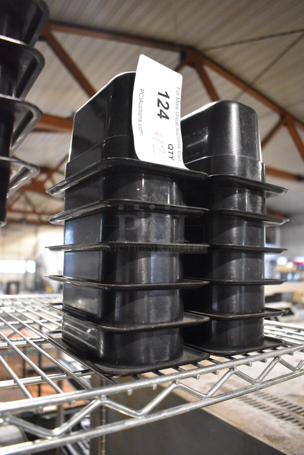 ALL ONE MONEY! Lot of 12 Cambro Black Poly 1/9 Size Drop In Bins. 1/9x4 - Image 2 of 2