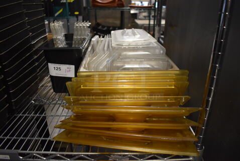 ALL ONE MONEY! Lot of Various Poly Lids and Straining Inserts