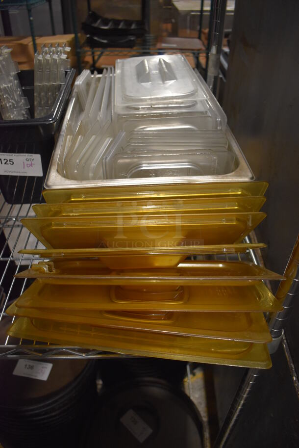 ALL ONE MONEY! Lot of Various Poly Lids and Straining Inserts - Image 2 of 5