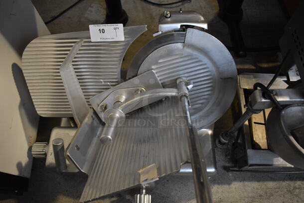 Stainless Steel Commercial Countertop Meat Slicer w/ Blade Sharpener. 30x27x27. Cannot Test Due To Missing Power Cord - Image 3 of 6