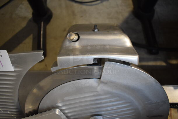 Stainless Steel Commercial Countertop Meat Slicer w/ Blade Sharpener. 30x27x27. Cannot Test Due To Missing Power Cord - Image 4 of 6