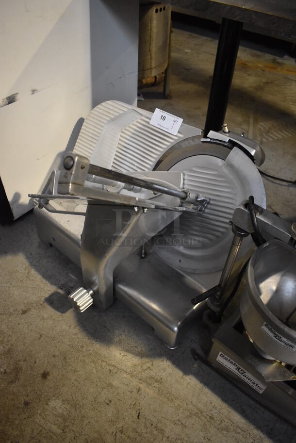 Stainless Steel Commercial Countertop Meat Slicer w/ Blade Sharpener. 30x27x27. Cannot Test Due To Missing Power Cord - Image 5 of 6